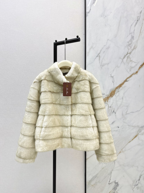 Loro Piana Faux Mink Collared H-Shaped Coat, Elegant and Relaxed Style