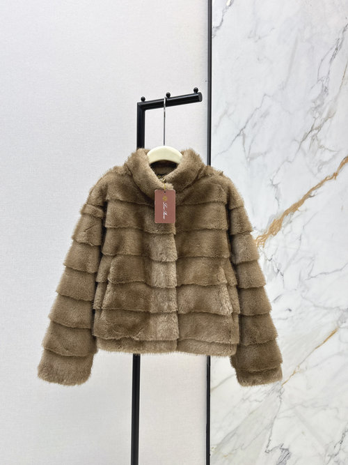 Loro Piana Faux Mink Collared H-Shaped Coat with a Stylish and Relaxed Look