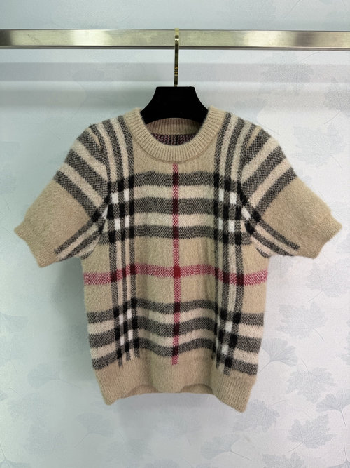 Burberry Classic Checkered Knit Short Sleeve, Iconic Colors, Effortlessly Sophisticated