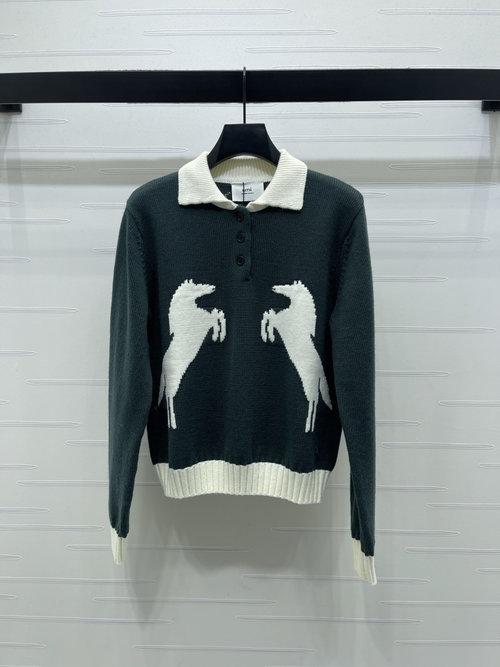 Ami Limited Polo Collar Contrast Long-Sleeve Sweater