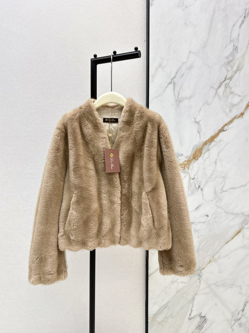 Loro Piana Exclusive Eco-friendly Rabbit Fur Short Coat with Soft Touch