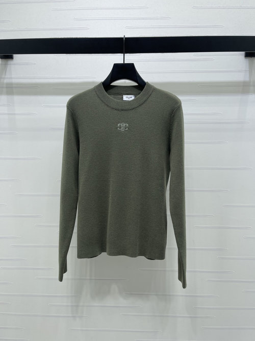 Celine New Round Neck Slim Fit Base Layer with Logo