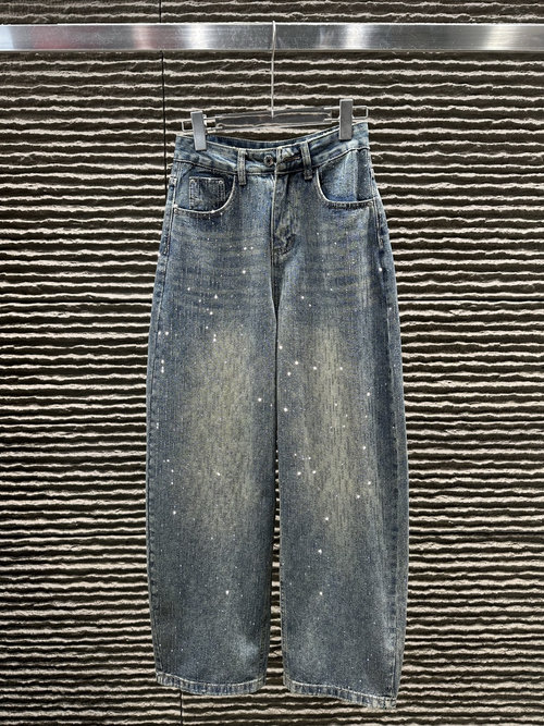 Chanel Heavy Embroidered Straight Leg Jeans, Relaxed Fit