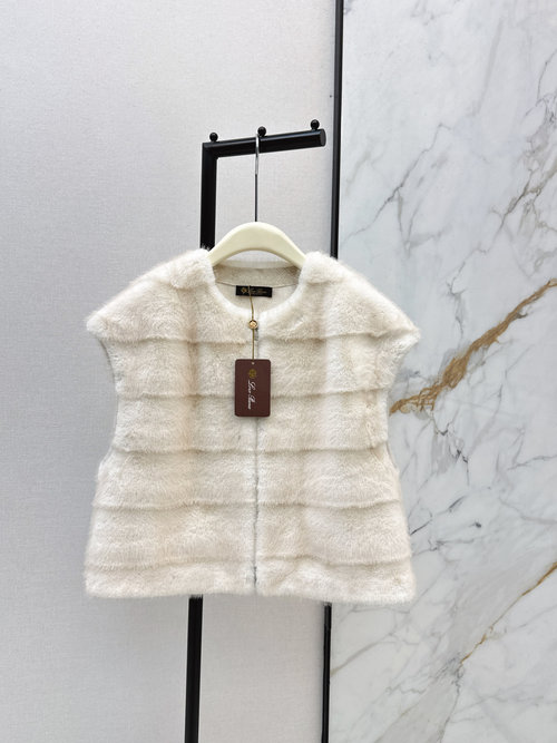 Loro Piana Exclusive Faux Fur Vest with Shiny Fabric and Warmth