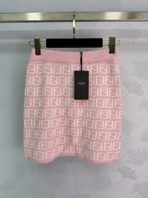 Fendi Cotton-Silk Blend A-Line Skirt with FF Jacquard, Timeless Grace