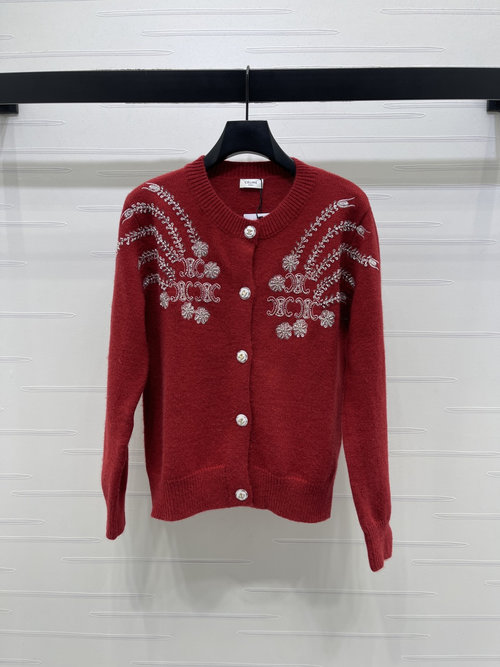 Celine Premium Knit Cardigan with Embroidered Logo