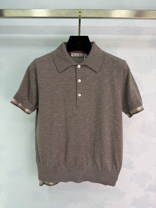 Acne Studios High-Count Wool Fake Two-Piece Knit Polo, Retro