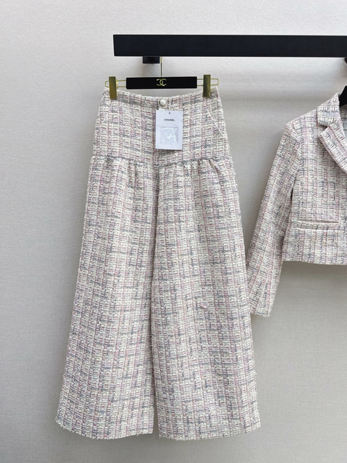 Chanel Runway - style Tweed High - Waist Straight - Leg Pants