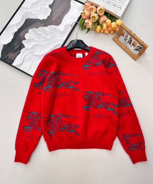 Burberry Warm Wool Round Neck Sweater with Knight Jacquard