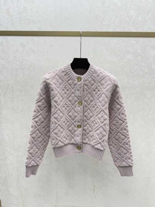 Louis Vuitton Long Sleeve Knit Cardigan with Monogram Pattern