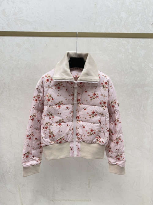 Louis Vuitton Pink Contrasting Flower Collar Down Jacket