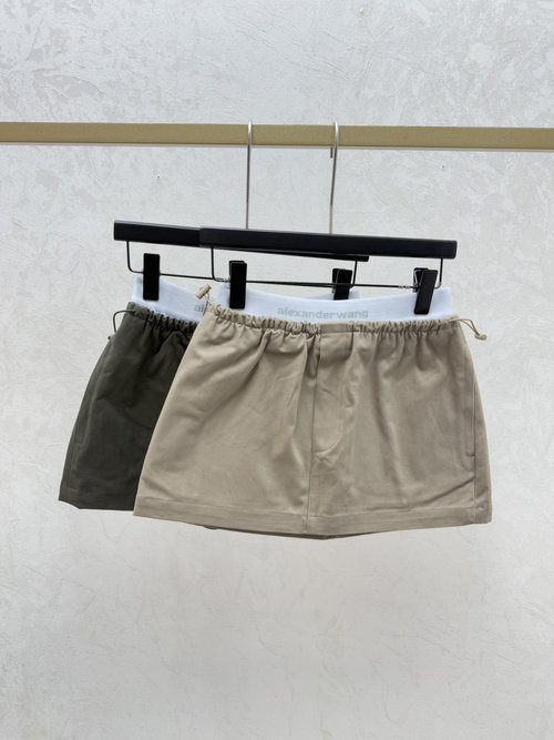Alexander Wang Contrasting Letter Simple Skirt in Khaki and Green