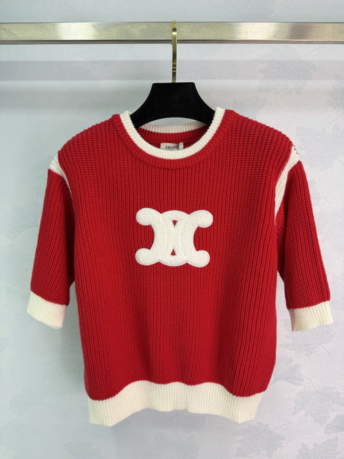Celine Custom Wool Knit Short Sleeve with White Arch Logo