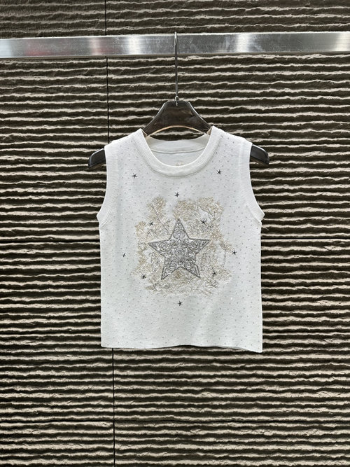 Dior Embroidered & Rhinestoned Star Knitted Vest