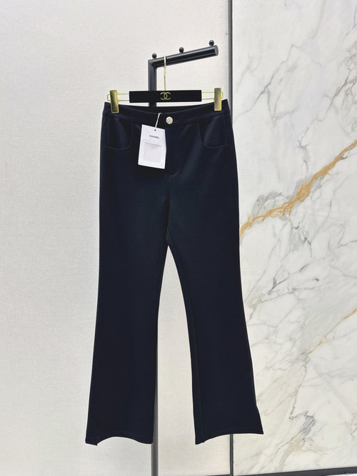 Chanel High - waisted Flare Pants, Embroidered Custom Elastic Cotton