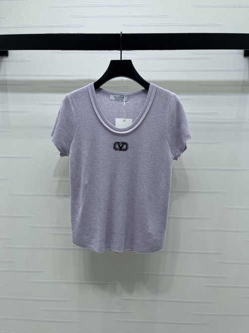 Valentino Elastic Knit Short Sleeve with Embroidered Logo