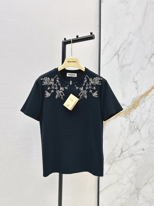 Versace Exquisite Iris Beaded Soft Cotton Relaxed T-shirt
