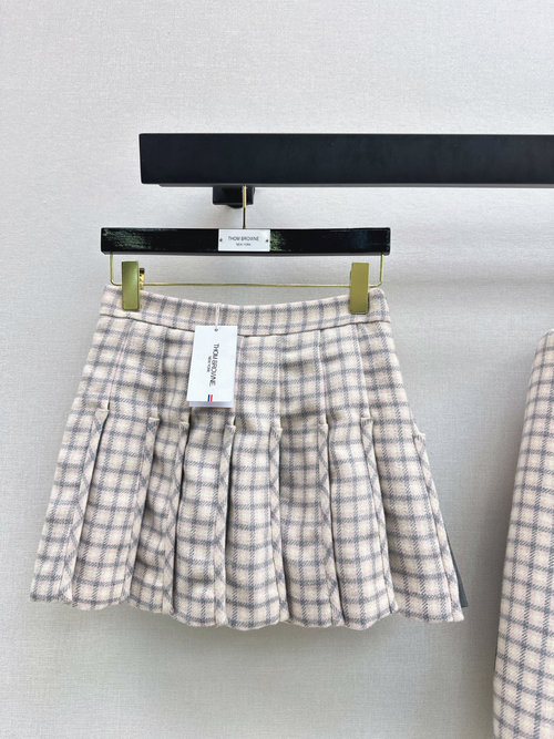 Thom Browne Pink Check Tweed Loose Suit and Mini Skirt