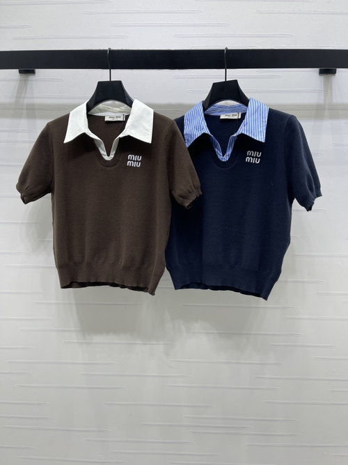 Miu Miu Classic Geometric Knitted V-neck Jumper for Retro Look