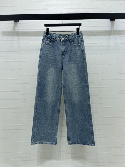 Loewe High-Waist Wide-Leg Denim Trousers, Early Spring