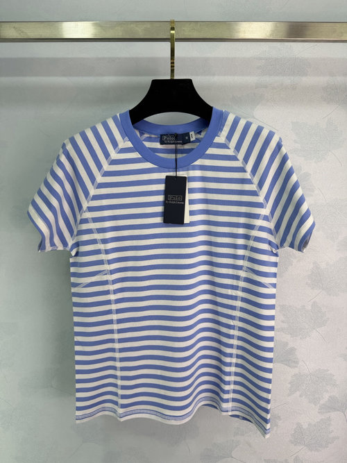 Polo Ralph Lauren Classic Blue and White Striped Cotton T-Shirt