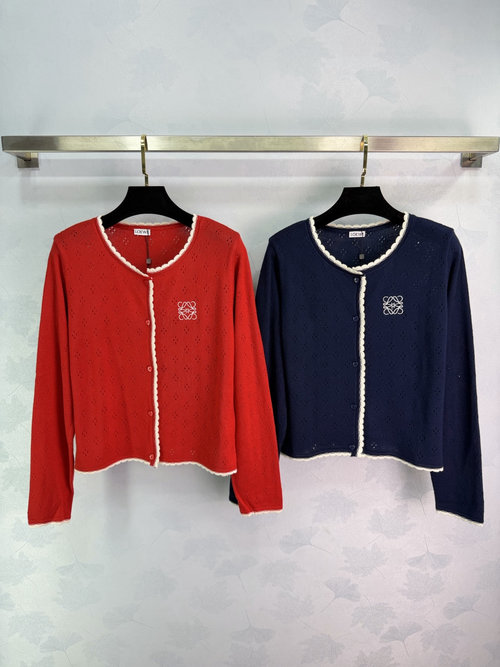 Loewe Logo-Embroidered Color-blocked Knit Cardigan, Elegant