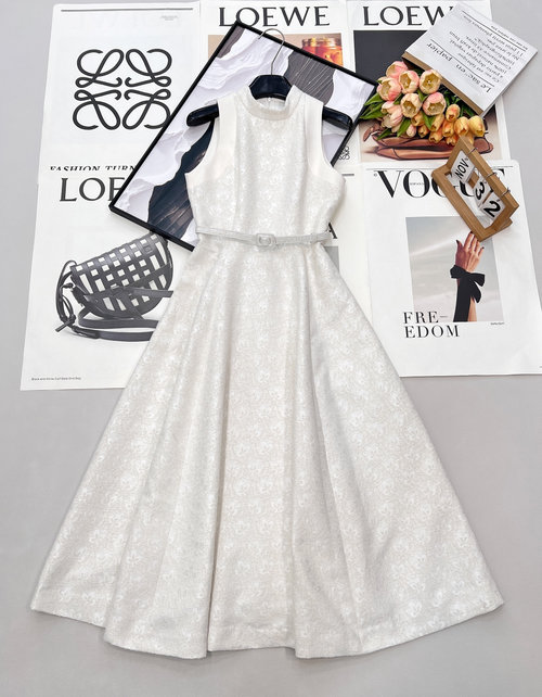 Dior Minimalist High-end Strapless Belted Long Dress