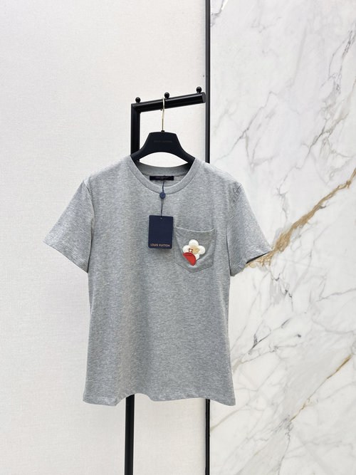 Louis Vuitton Cotton Short Sleeve T-Shirt with Cartoon Pocket