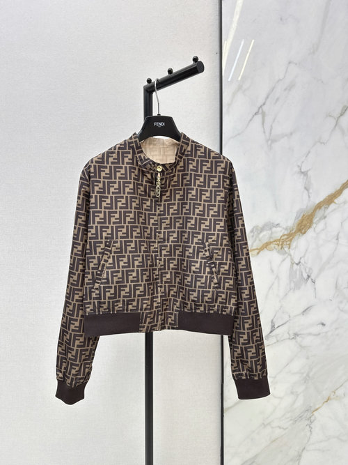 Fendi Double-Sided Baseball Jacket with Classic Monogram