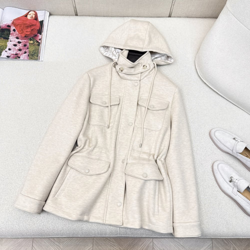 Loro Piana Casual Luxury Hooded Coat with Drawstring Waist in Premium Wool