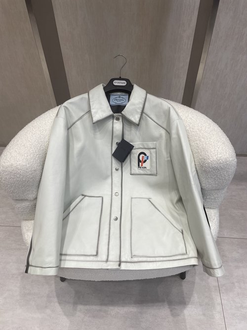 Prada Exclusively Customized Casual Collared Jacket with Logo Hardware