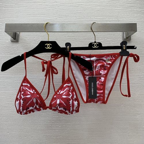 Dolce & Gabbana Majolica Print Sexy Lingerie Set in Red