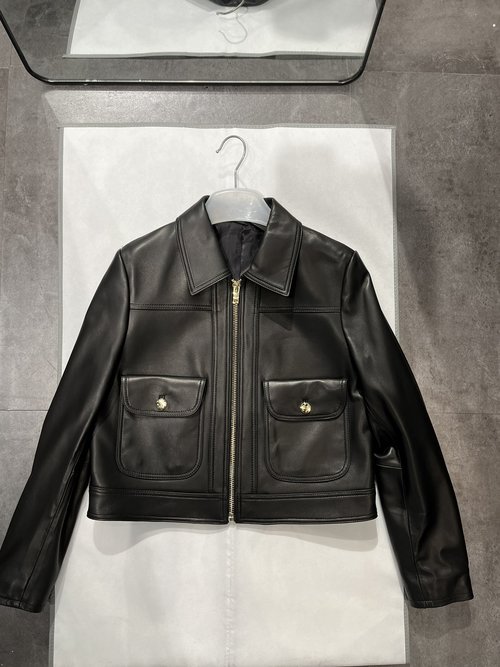 Celine Simple and Versatile Leather Jacket Suitable for Mid-Aged Wearers