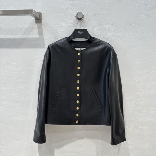 Celine Exclusive High-end Original Leather Jacket in Classic Black