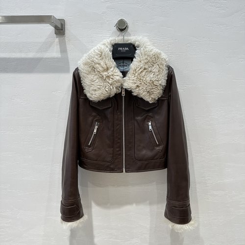 Prada Exclusive Vintage Jacket with Lamb Fur Collar, Tailored 3D Cut and Luxury Accents