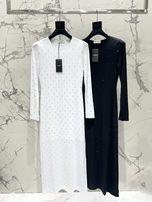 Yves Saint Laurent Heavy-Duty Rhinestone Dress for Party and Dating