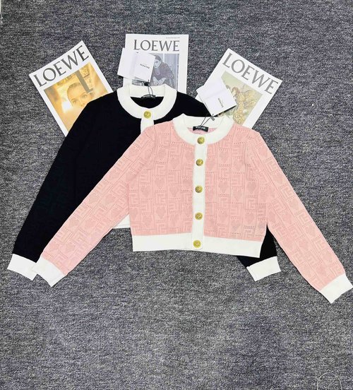 Balmain Heart Letter Jacquard Cardigan with Metal Buttons, Elegant