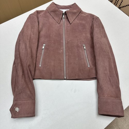 Jil Sanders Exclusive Leather Moto Jacket with 3D Cut and Fine Texture