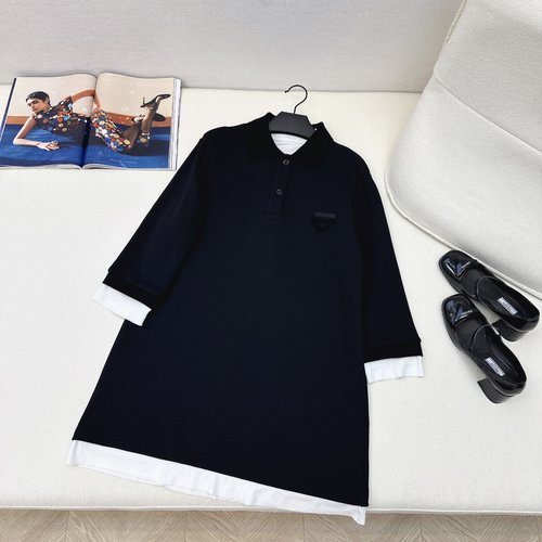 Prada Polo Dress with Contrast Collocation, Straight and Slimming