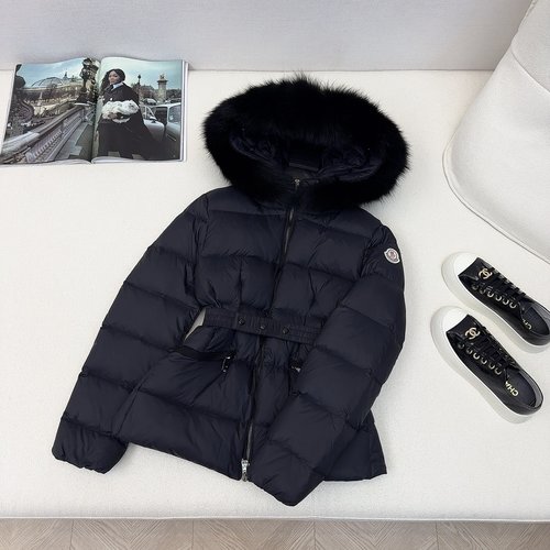 Moncler Custom Short Down Jacket with Imported Raccoon Fur Collar and Premium Duck Down