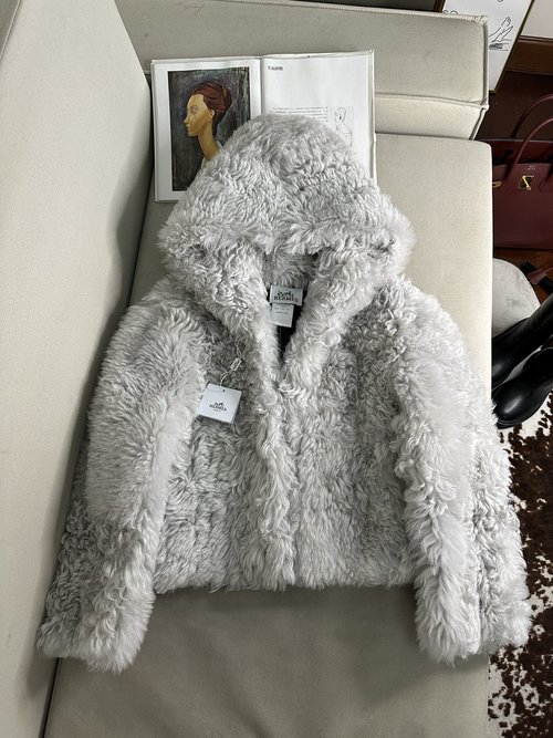 Hermes Imported Spanish Merino Lamb Fur Coat, Customized Hardware