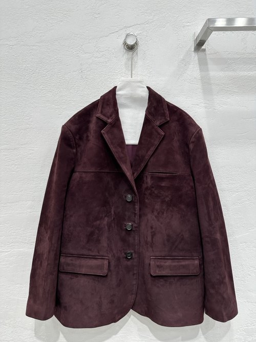 Prada Exclusive Authentic Quiet Luxury School-style Goat Suede Wide Suit