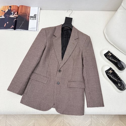 Celine Exclusive Checked Wool Blazer with Patch Design