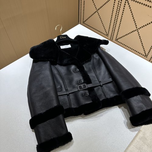 Chanel Stylish Fur-Leather Combination Garment with Bee Embroidery