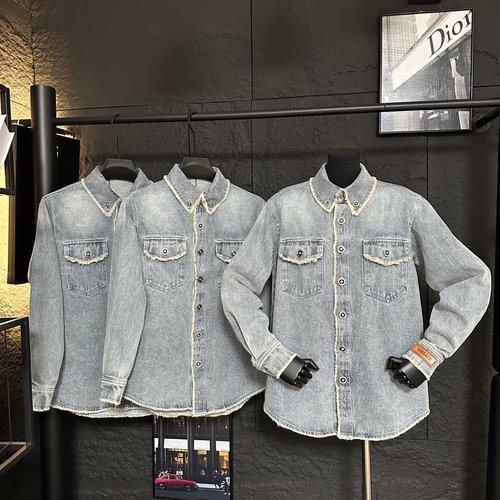 Versace Versace Early Spring Denim Shirt: Fringe Detail, Stylish and Adaptable