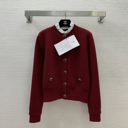 Balmain Detachable Ruffled Collar Knit Cardigan