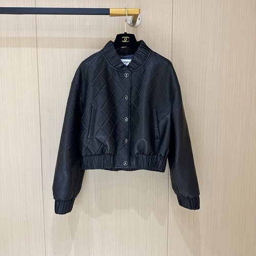 Chanel Fall-Shoulder Leather Jacket with Threaded Design, Imported Turkish Lambskin