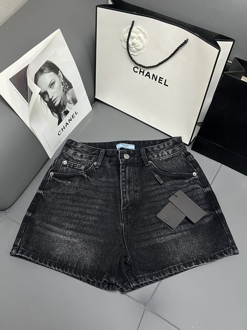 Dior Classic Triangle Logo Denim Shorts, Soft and Versatile