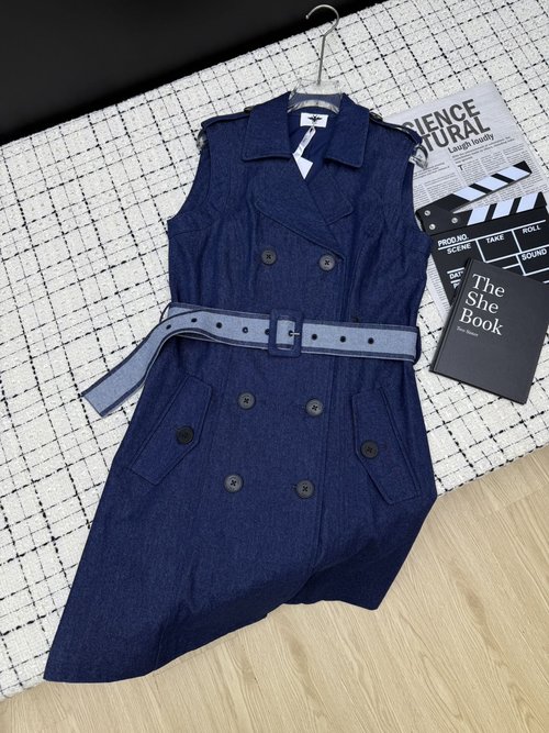 Dior Fashionable Vest-Style Denim Dress