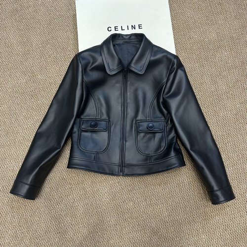 Celine Retro and Stylish Leather Jacket Made of Premium Imported Lambskin